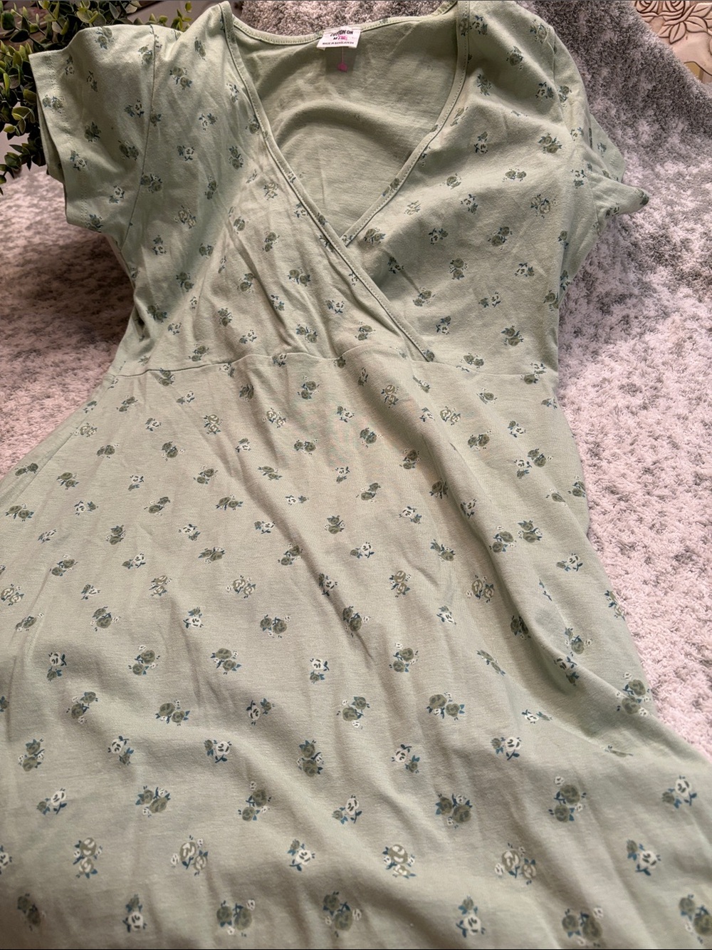 Cotton:On Size Medium Sage Green Floral Rosettes tshirt Dress NWT Cotton